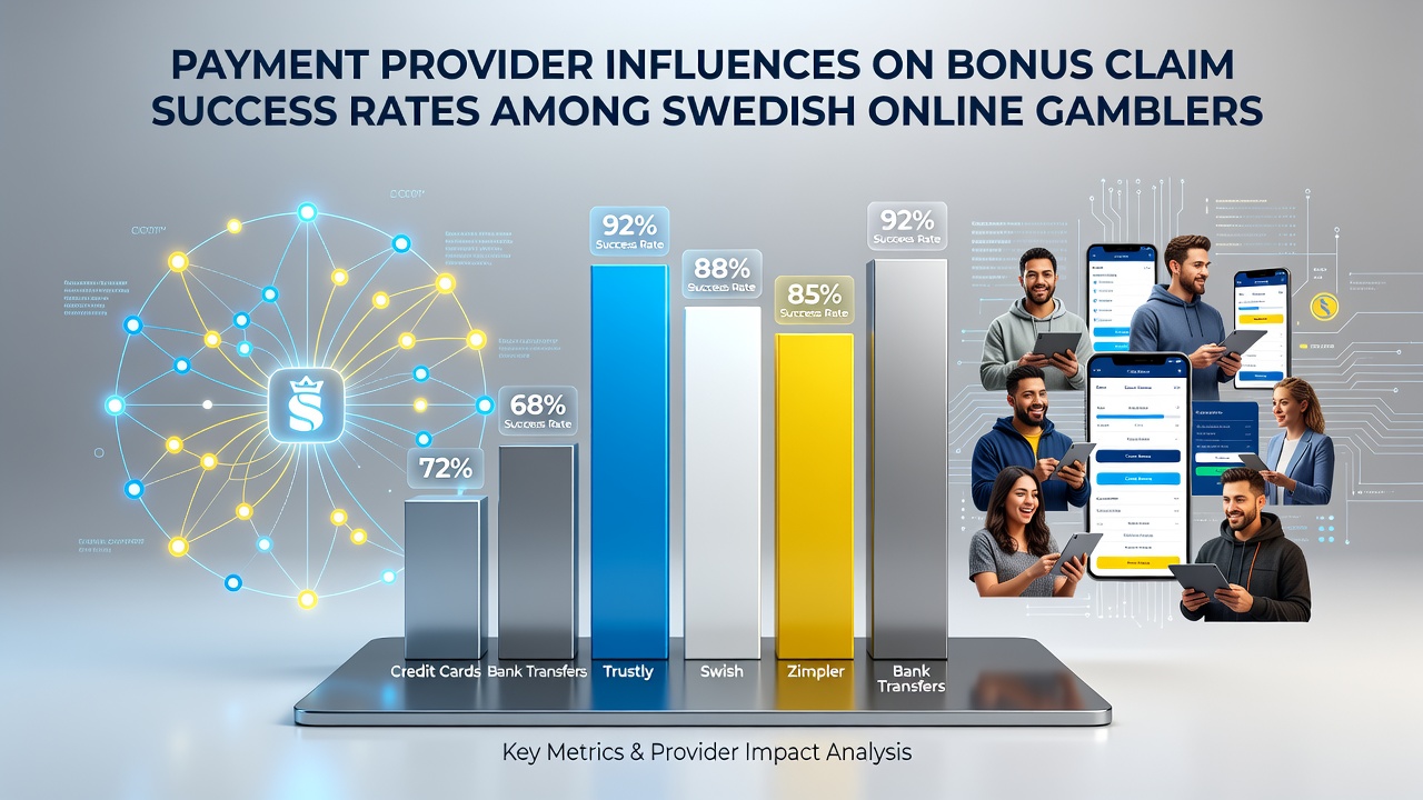Data visualization charts displaying success rate comparisons across different payment providers used by Swedish gamblers claiming casino bonuses